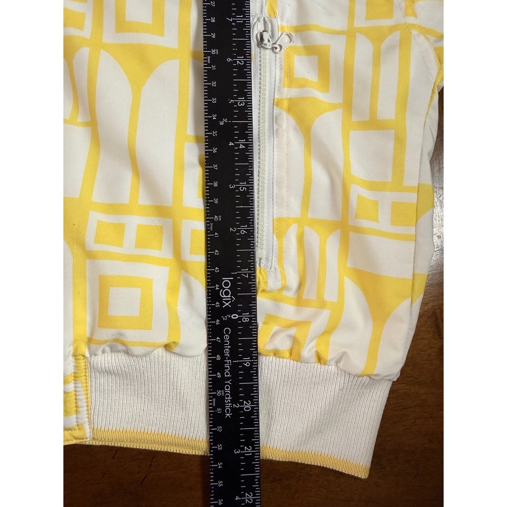 Tail Vintage Windbreaker Jacket Yellow White Geometric Print Full Zip Womens S - Picture 9 of 10